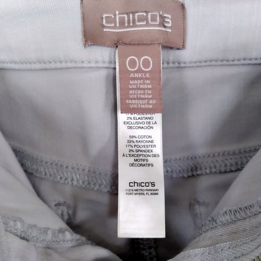 CHICO'S Light Gray-Silver Ankle Pants ~ Size 00 ~ Like New for SPRING